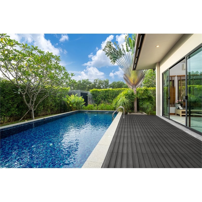 Square Deck Tiles in Modern Ebony/Black 6 Pack