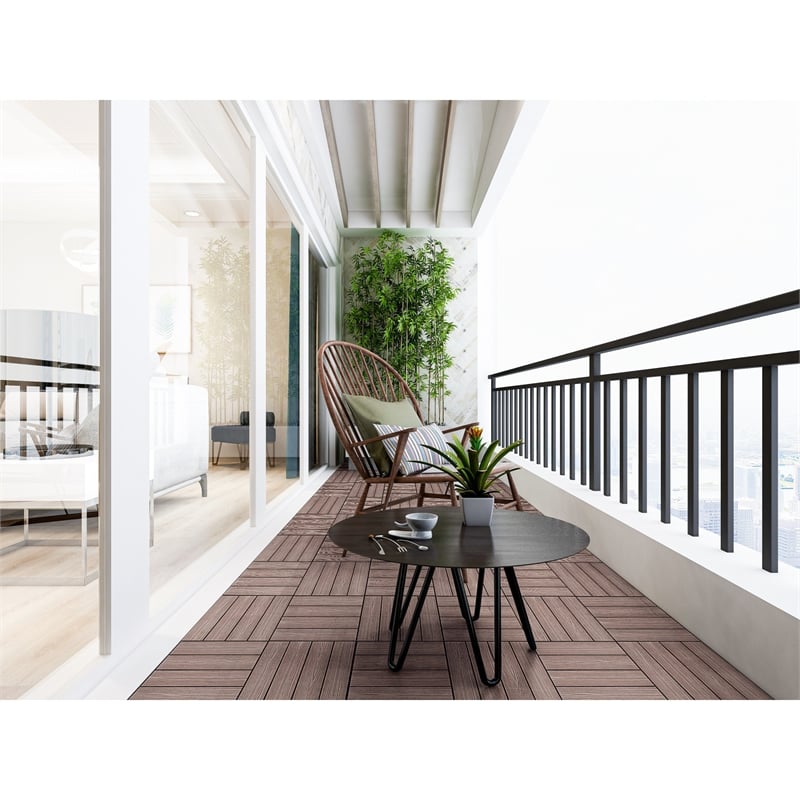 Square Deck Wood Tiles in Brown Canyon 6 Pack