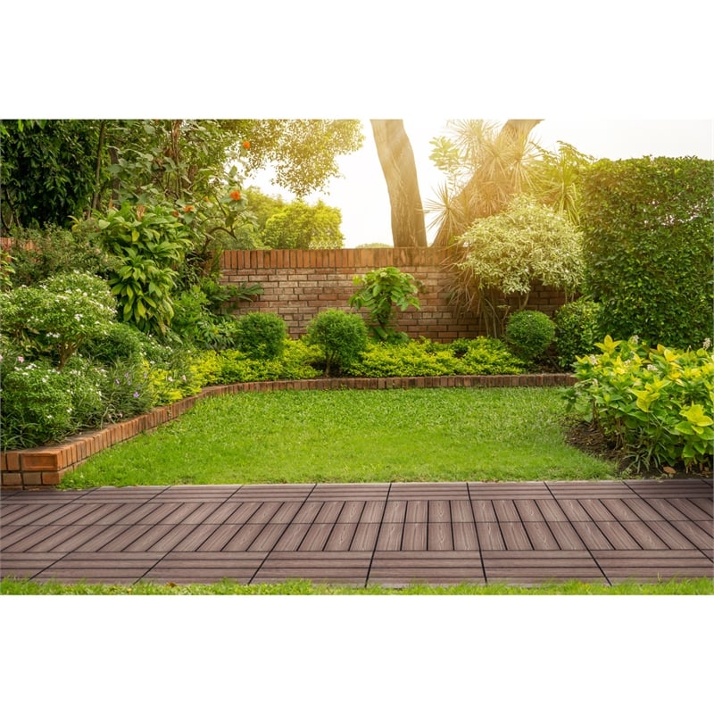 Square Deck Wood Tiles in Brown Canyon 6 Pack