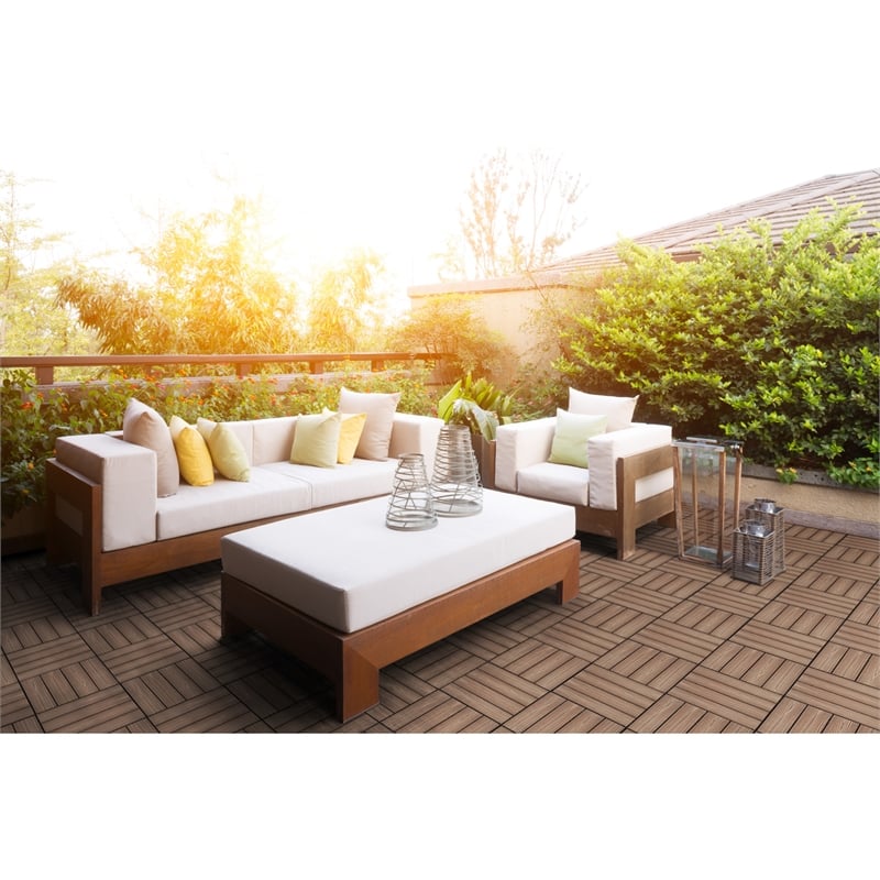 Square Deck Wood Tiles in Brown Canyon 6 Pack