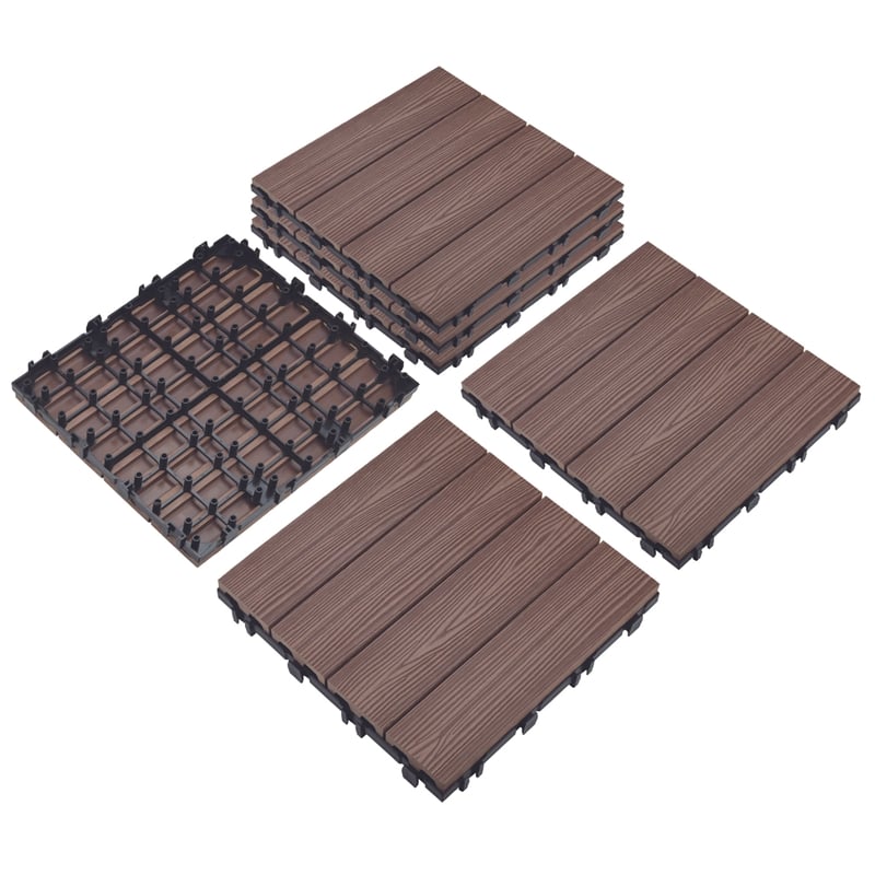 Square Deck Wood Tiles in Brown Canyon 6 Pack