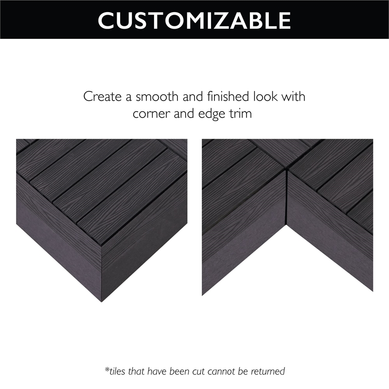 Straight Edge Wood Trim in Modern Black 4 Pack