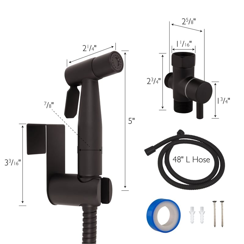 Stainless Steel Bidet Sprayer in Matte Black