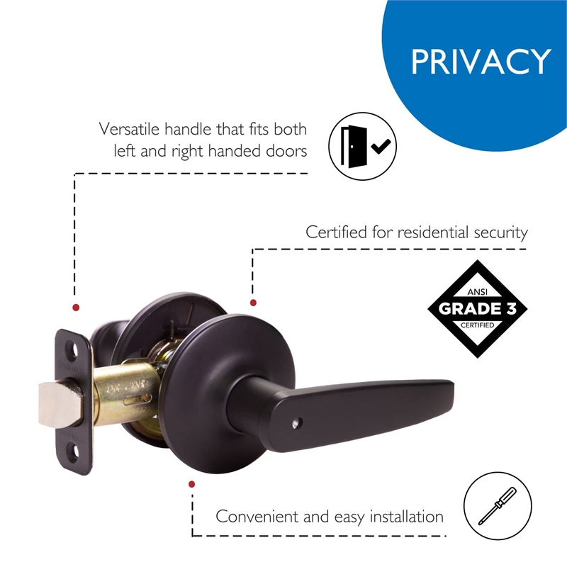 Delavan Brass Privacy Door Lever in Matte Black