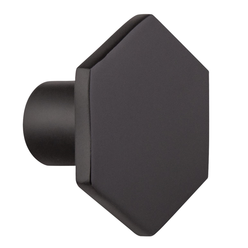 Solid Hexagon Metal Cabinet Knob in Matte Black 10 Pack