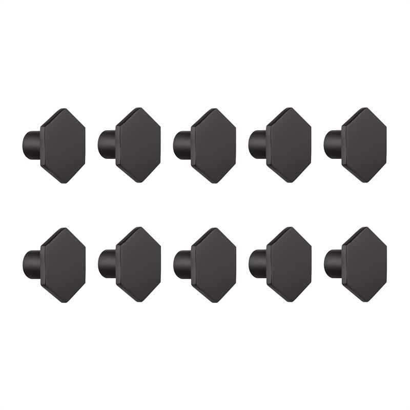 Solid Hexagon Metal Cabinet Knob in Matte Black 10 Pack