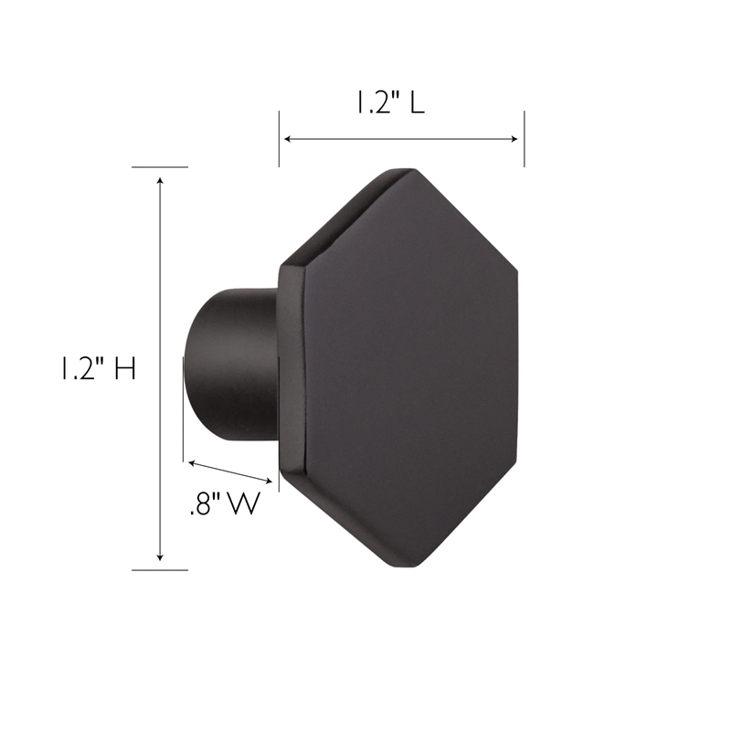 Solid Hexagon Metal Cabinet Knob in Matte Black 10 Pack