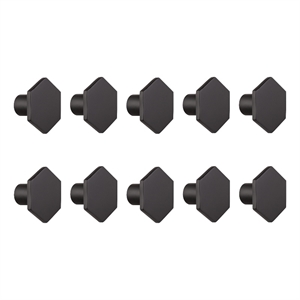 solid hexagon metal cabinet knob in matte black 10 pack