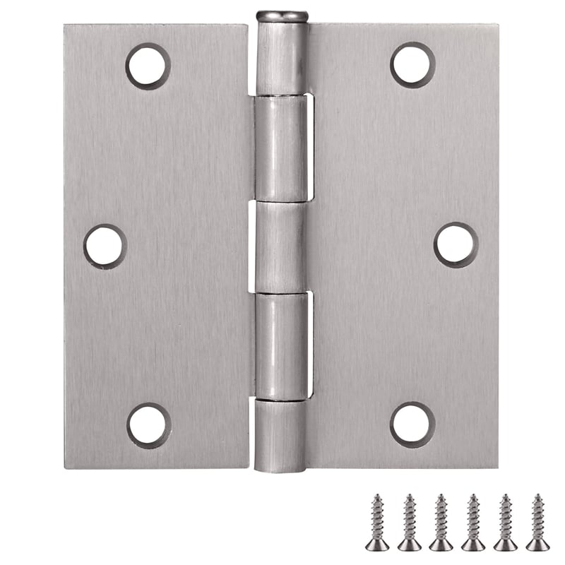 Square Corner Stainless Steel Door Hinge in Satin Nickel  3.5 Inch  10 Pack