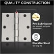Square Corner Stainless Steel Door Hinge in Satin Nickel  3.5 Inch  10 Pack