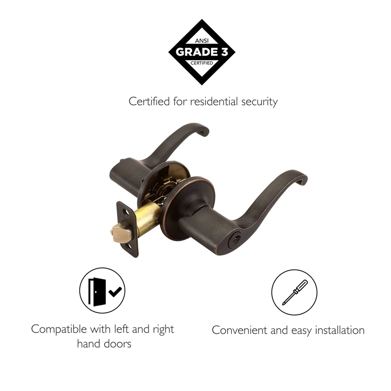Scroll Bronze Keyed Entry Brass Door Lever