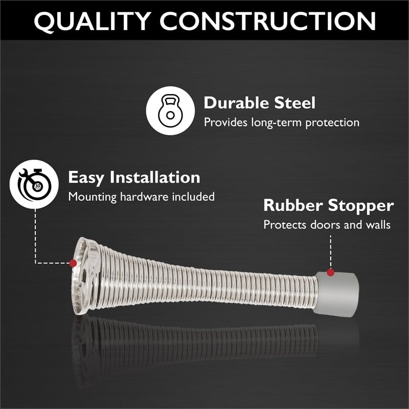 Satin Nickel Stainless Steel Spring Door Stop 10 Pack
