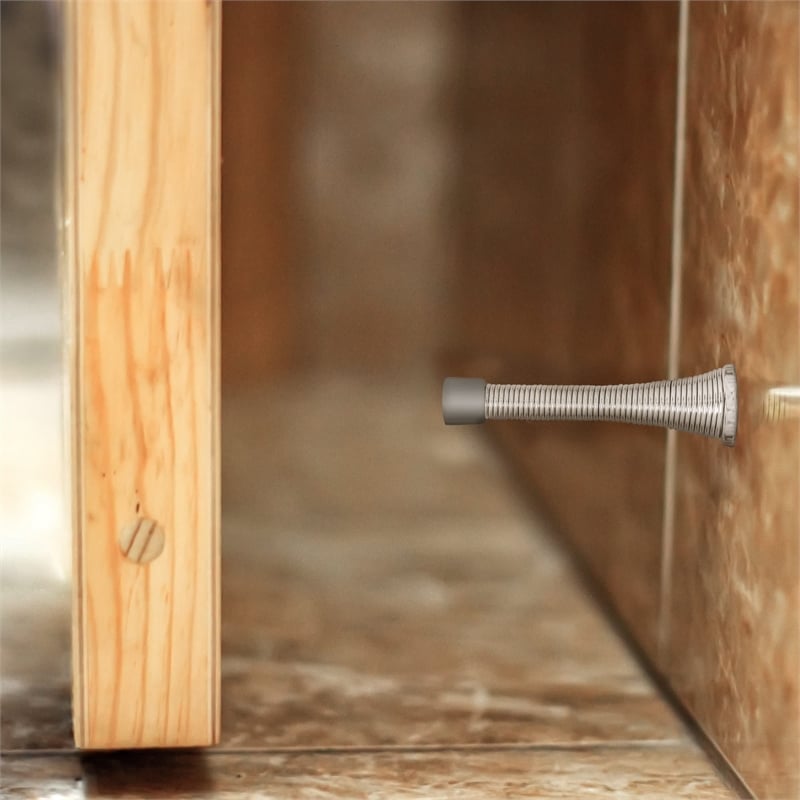 Satin Nickel Stainless Steel Spring Door Stop 10 Pack