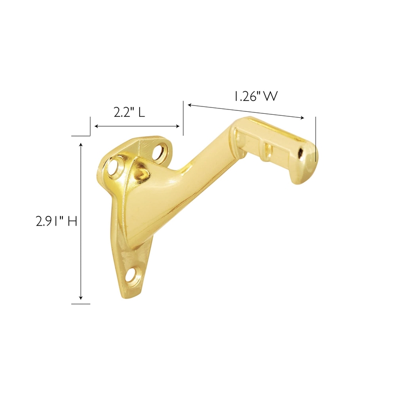 Standard Metal Handrail Bracket in Polished Brass 5 Pack