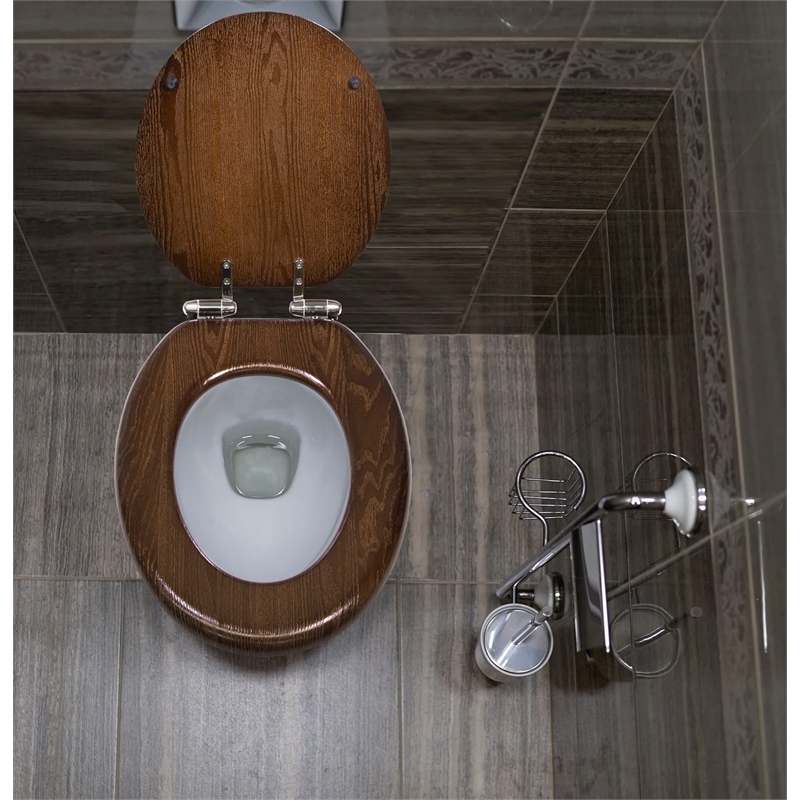 Design House Dalton Round Traditional Wood Toilet Seat in Mahogany