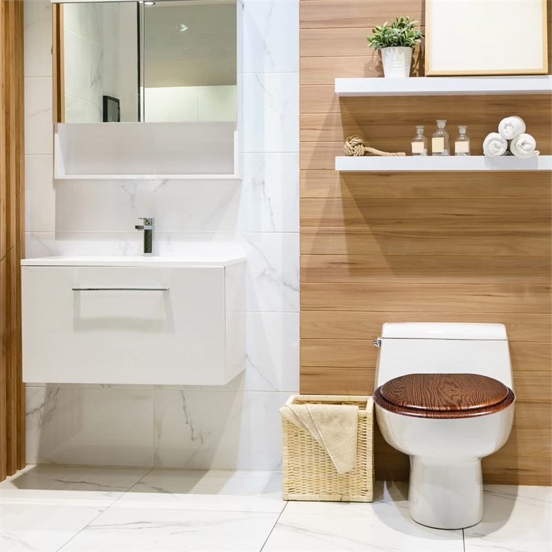 Design House Dalton Round Traditional Wood Toilet Seat in Mahogany