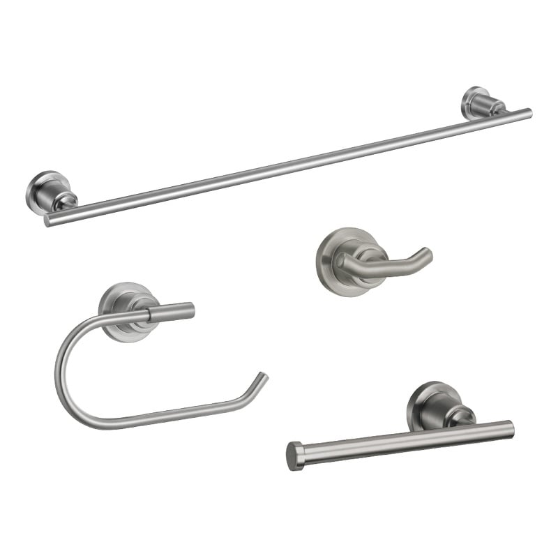 Geneva Metal Bathroom Accessory Kit in Satin Nickel  4 Piece