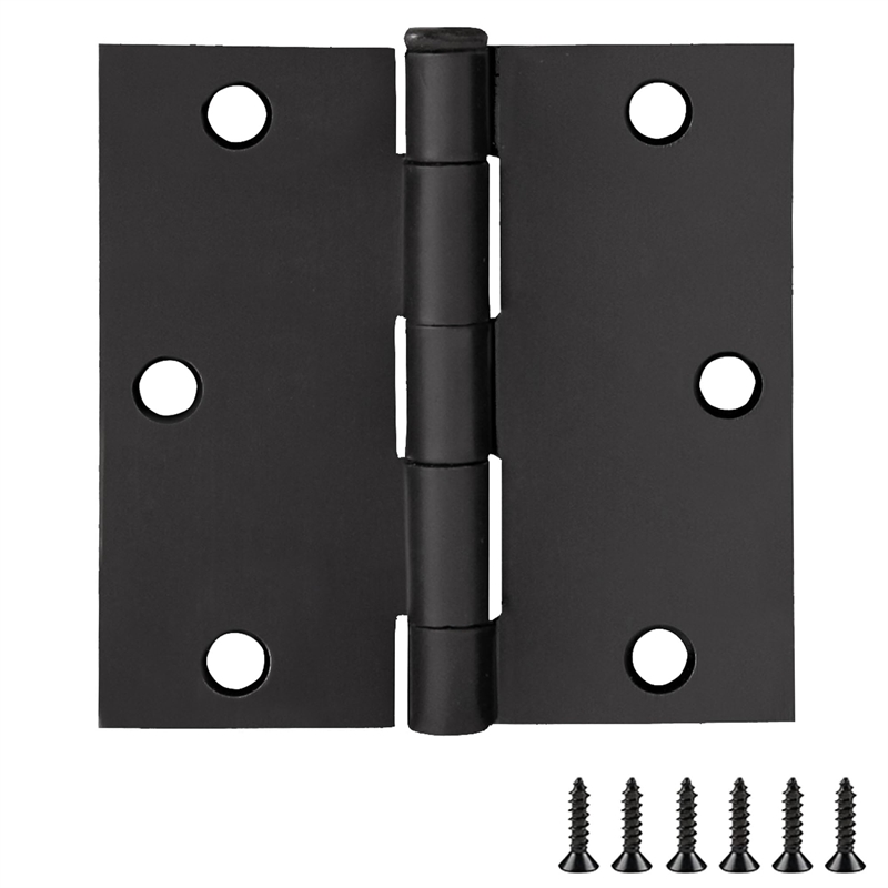 Square Corner Door Hinge in Matte Black  3.5 Inch  10 Pack