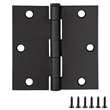 Square Corner Door Hinge in Matte Black  3.5 Inch  10 Pack