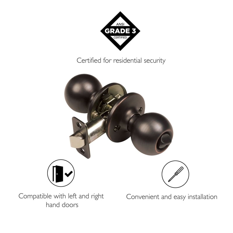 Ball Oil Rubbed Bronze Brass Privacy Door Knob