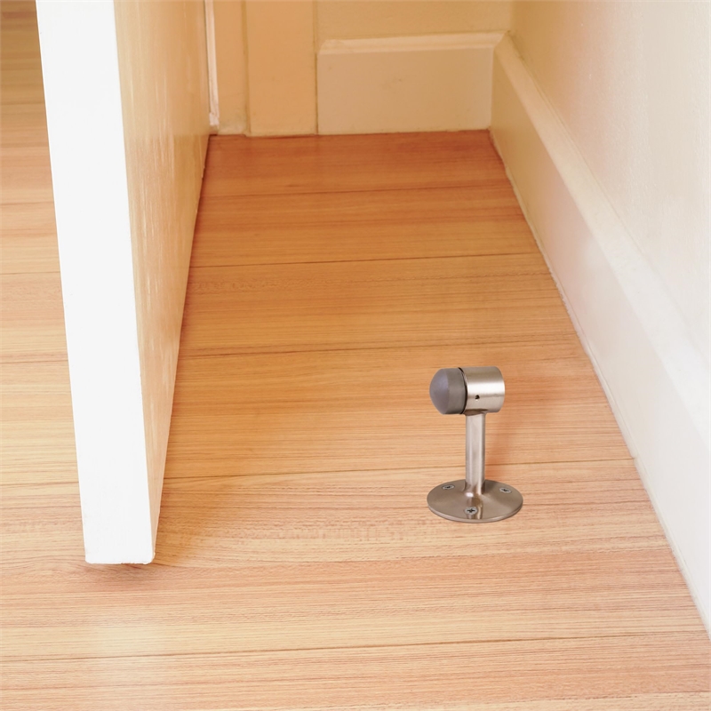 Gooseneck Metal Door Stop in Satin Nickel 2 Pack