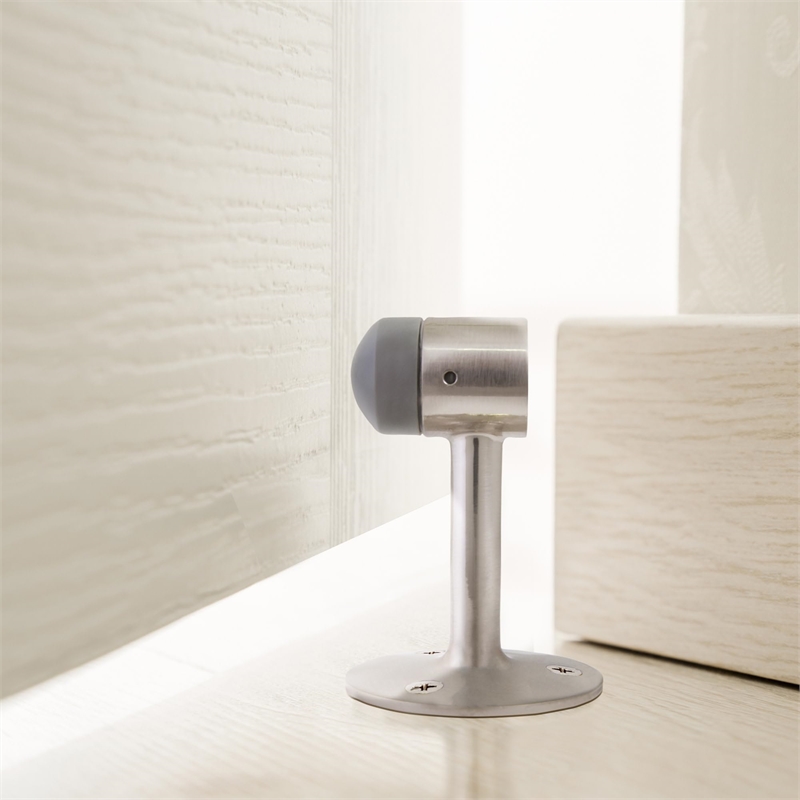 Gooseneck Metal Door Stop in Satin Nickel 2 Pack