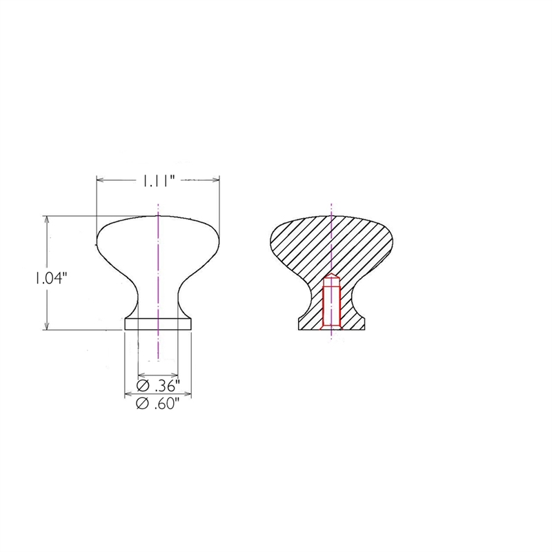 Mushroom Cabinet Knob in Satin Nickel  5 Pack