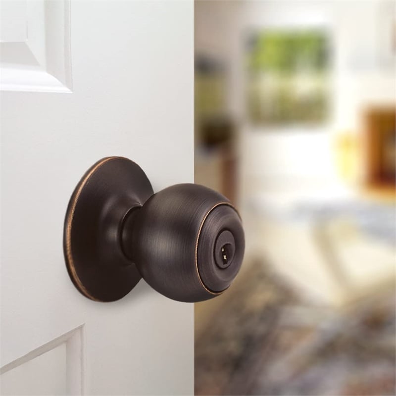 Ball Bronze Keyed Entry Brass Door Knob