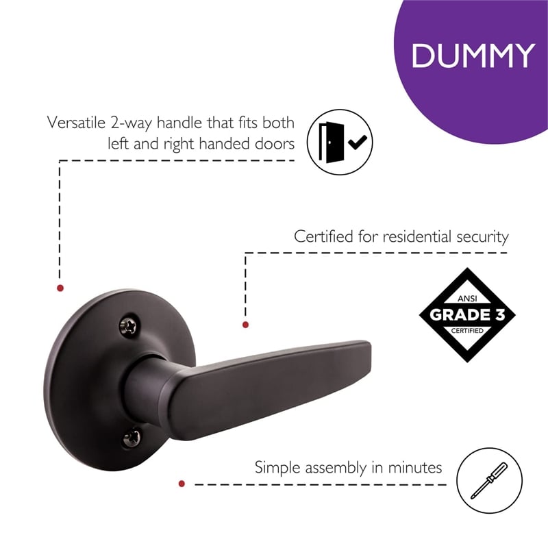 Delavan Dummy Brass Door Lever in Matte Black