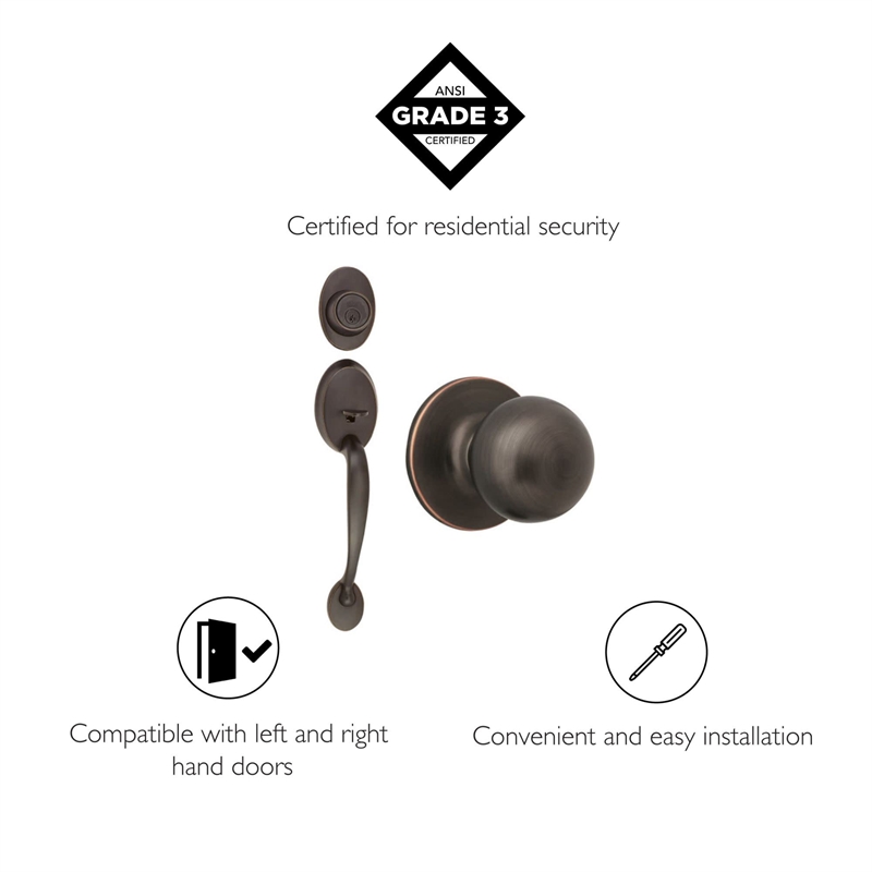 Coventry Brass Door Handle Set with Deadbolt in Oil Rubbed Bronze