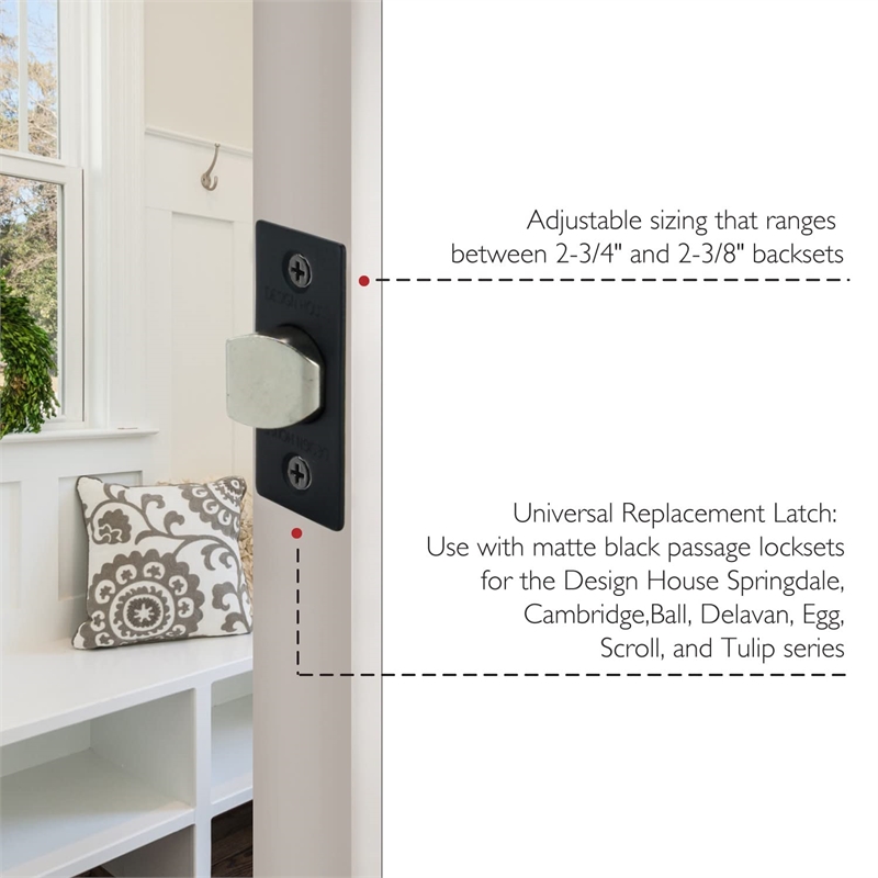 2 Way Passage Metal Door Latch with Round Corner in Matte Black
