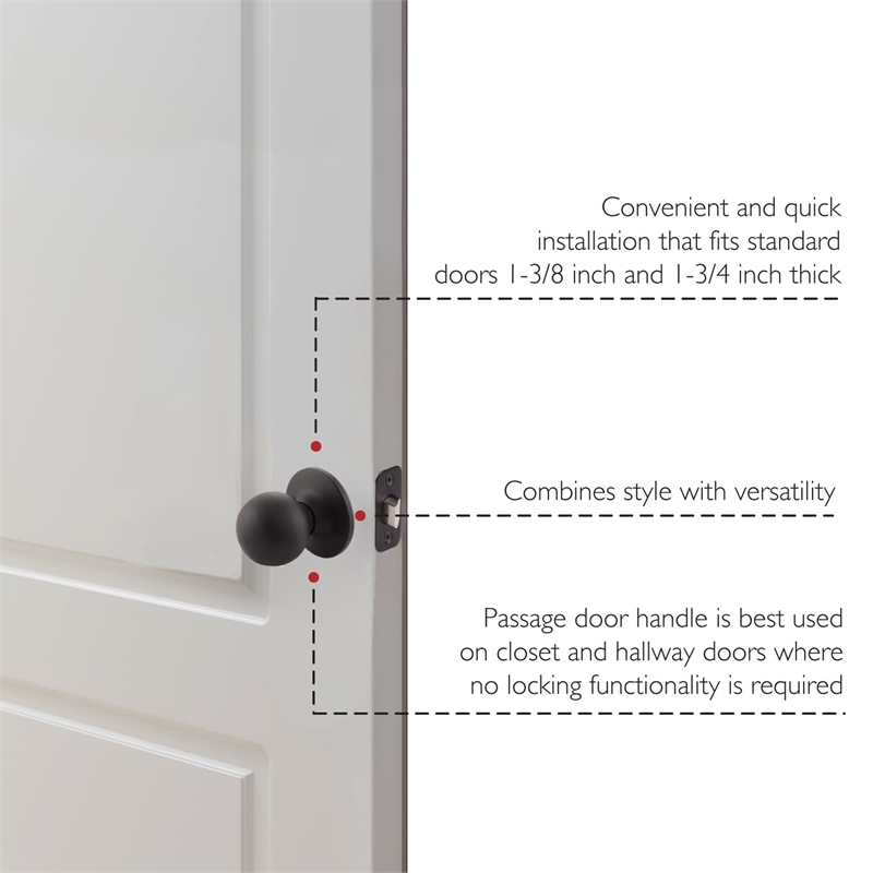 Ball Passage Brass Door Knob in Matte Black