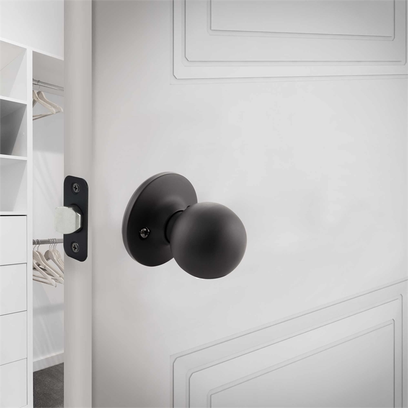 Ball Passage Brass Door Knob in Matte Black
