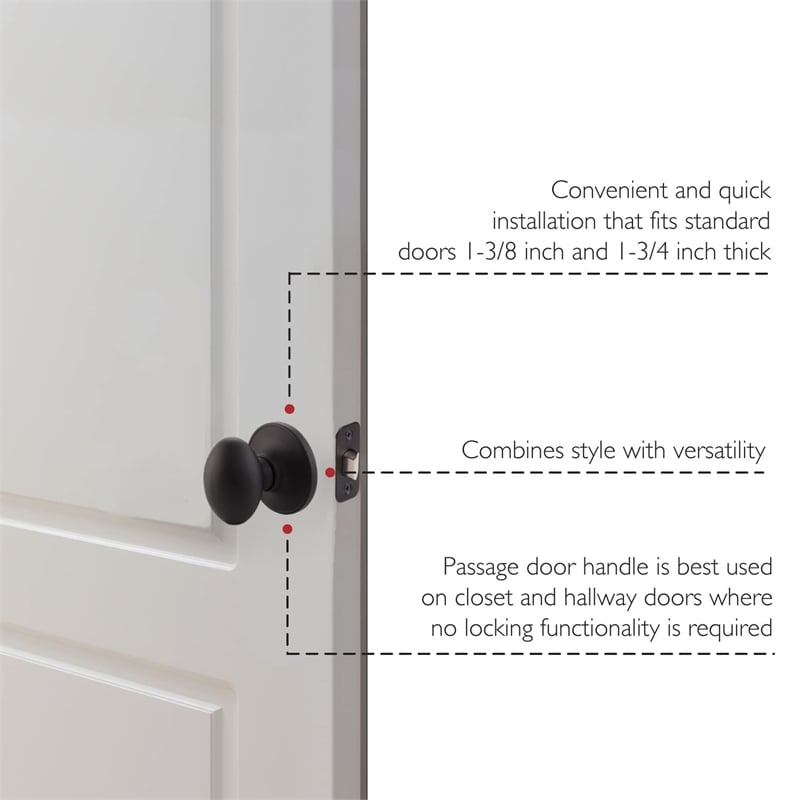 Egg Passage Brass Door Knob in Matte Black