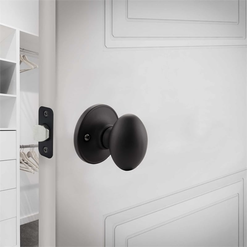 Egg Passage Brass Door Knob in Matte Black