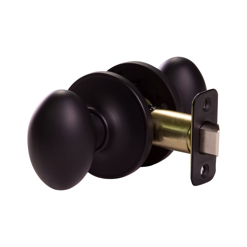 Egg Passage Brass Door Knob in Matte Black