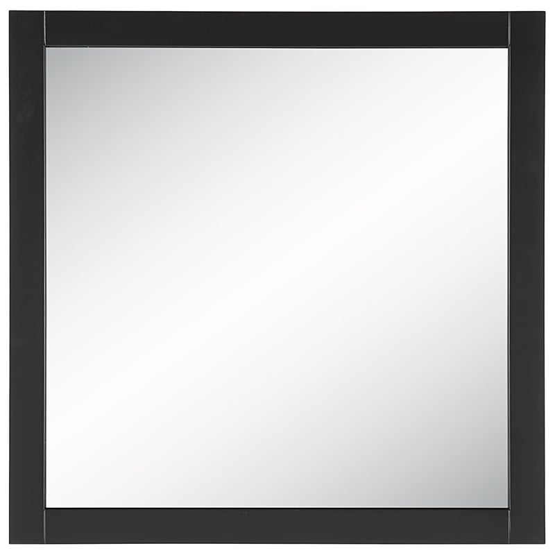 Design House Shorewood Square Wood Bathroom Mirror in Matte Black