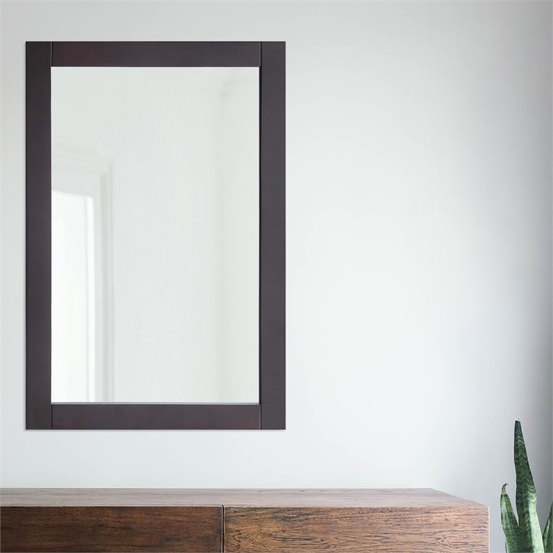 Design House Shorewood Rectangular Wood Bathroom Mirror in Matte Black