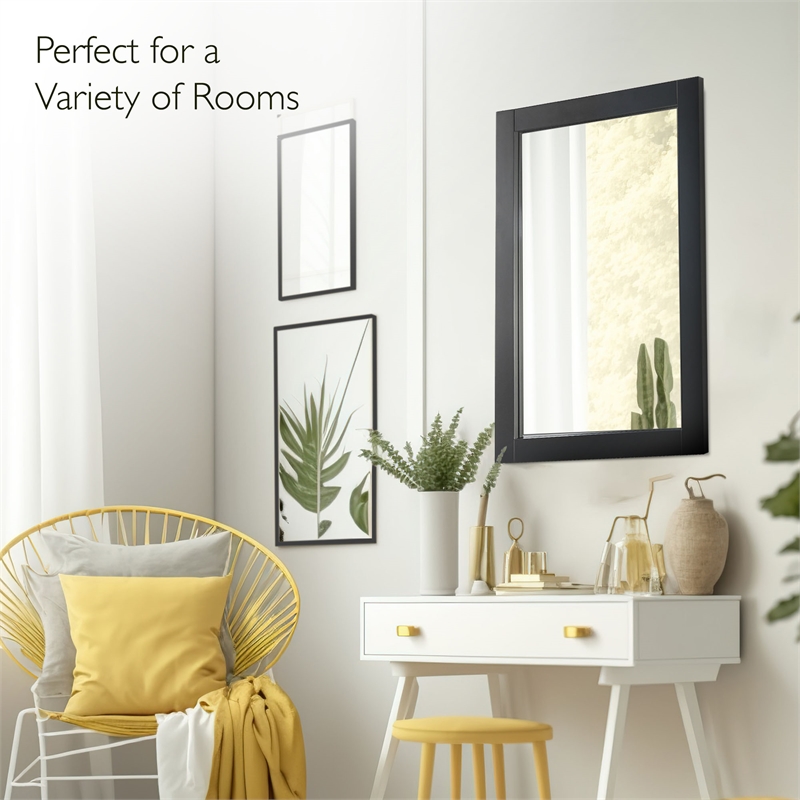 Design House Shorewood Rectangular Wood Bathroom Mirror in Matte Black