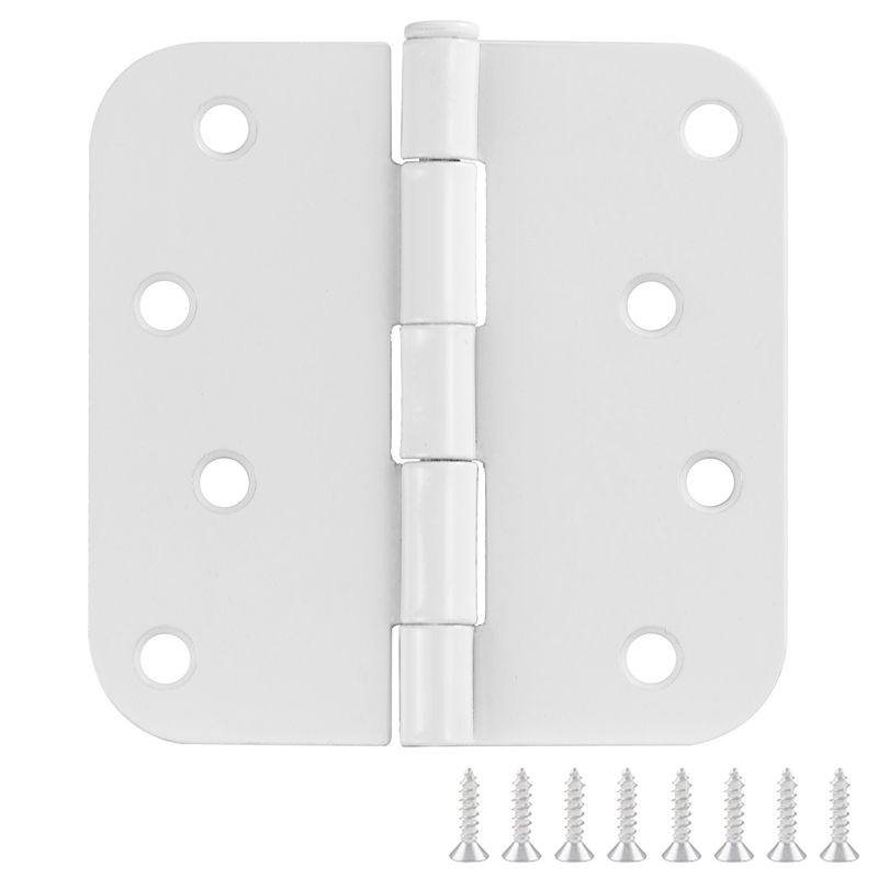 Stainless Steel Door Hinge in Painted White 4 Inch 5/8 Inch Radius 12 Pack