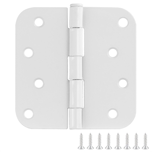 Stainless Steel Door Hinge in Painted White 4 Inch 5/8 Inch Radius 12 Pack