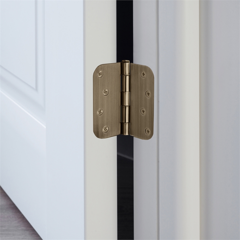 Stainless Steel Door Hinge in Antique Brass 4 Inch 5/8 Inch Radius 6 Pack