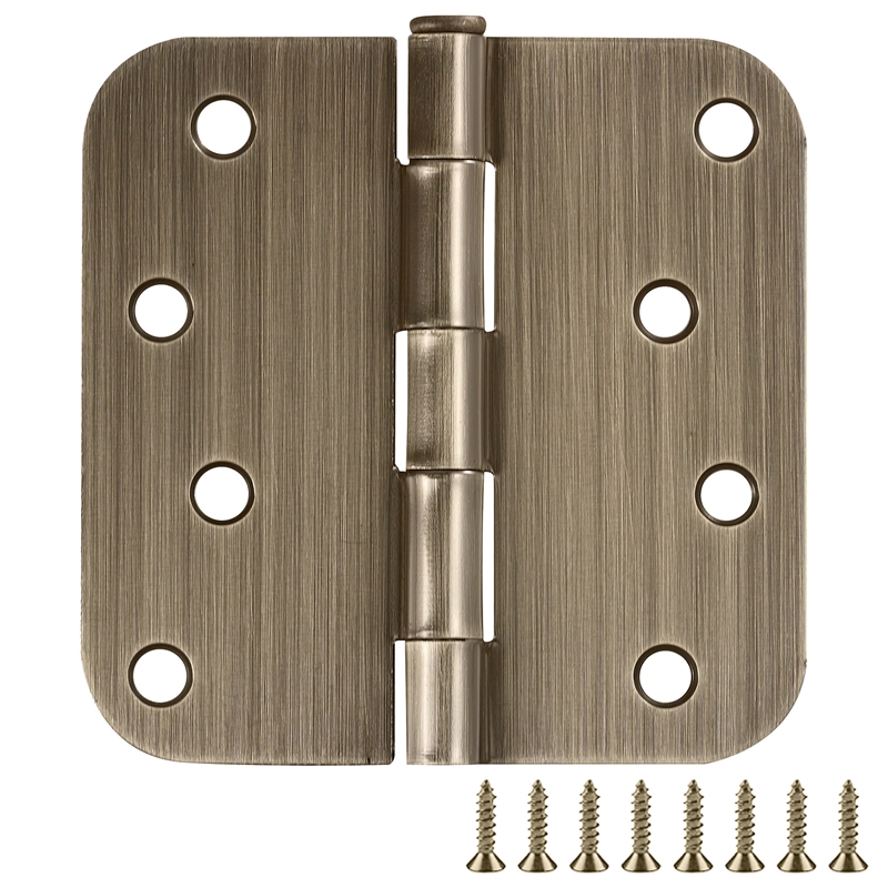 Stainless Steel Door Hinge in Antique Brass 4 Inch 5/8 Inch Radius 6 Pack