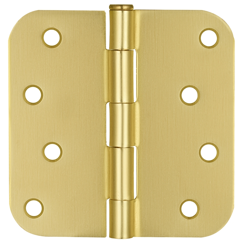 Stainless Steel Door Hinge in Satin Brass 4 Inch 5/8 Inch Radius 12 Pack