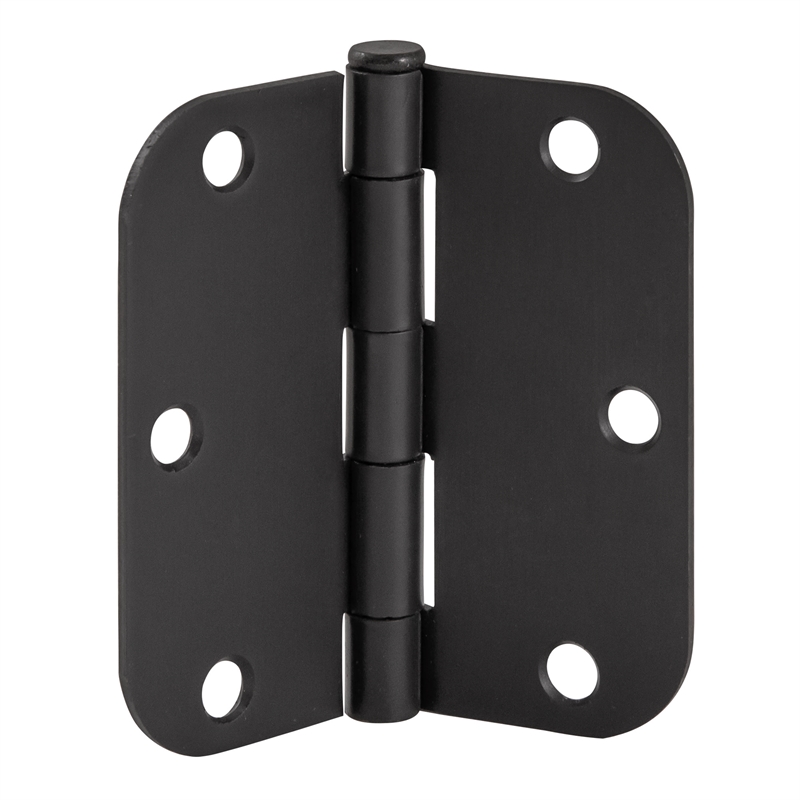 Stainless Steel Door Hinge in Matte Black 3 1/2 Inch 5/8 Inch Radius 12 Pack