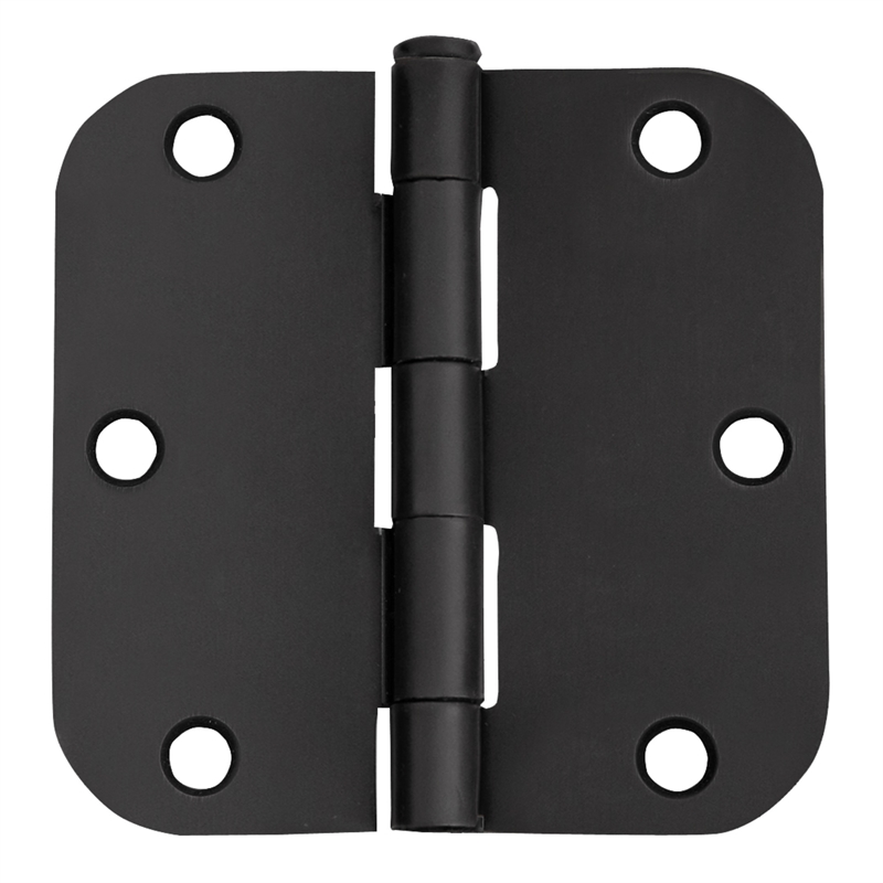 Stainless Steel Door Hinge in Matte Black 3 1/2 Inch 5/8 Inch Radius 12 Pack