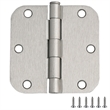 Stainless Steel Door Hinge in Satin Nickel 3 1/2 Inch 5/8 Inch Radius 6 Pack