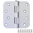 Stainless Steel Door Hinge in Brushed Nickel 4 Inch 5/8 Inch Radius 6 Pack