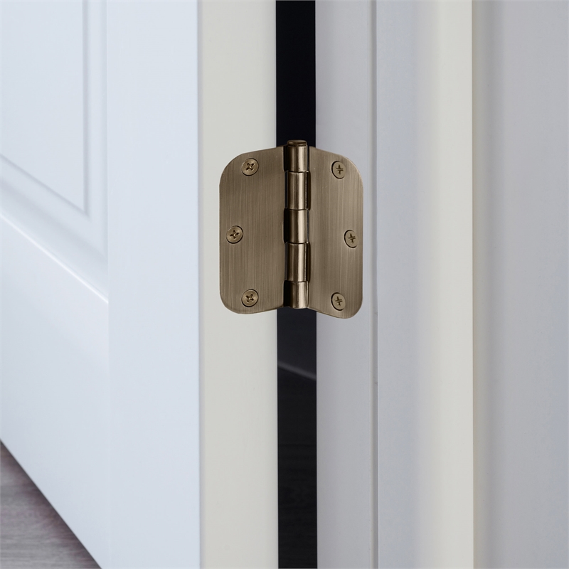 Stainless Steel Door Hinge in Antique Brass 3 1/2 Inch 5/8 Inch Radius 9 Pack