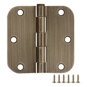 stainless steel door hinge in antique brass 3 1/2 inch 5/8 inch radius 9 pack